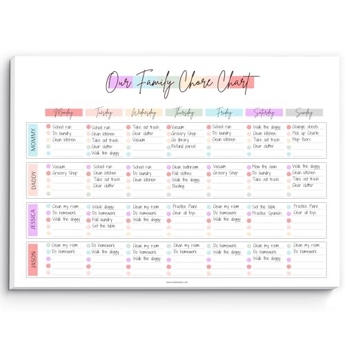 Family Chore Chart Notepad - Family planner, Calendar, Household Command