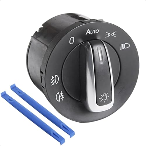 LithTor Interrupteur Phare Auto & Antibrouillard 5ND941431B, Commutateur Lumière Capteur VW Golf MK5 MK6, Passat B6 3C, Caddy, Bouton Commande Éclairage,...