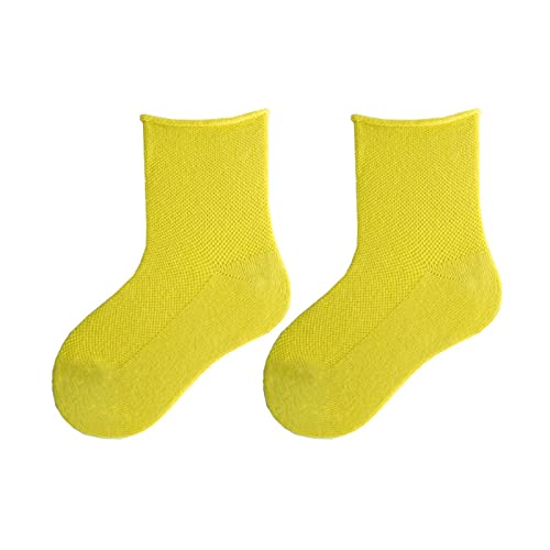 Baby Girl Socks Children's Spring Summer Solid Candy Color Socks Toddler Kids Baby Boys Girls Thin Mesh Crew Socks (Yellow, 2-4 Years)