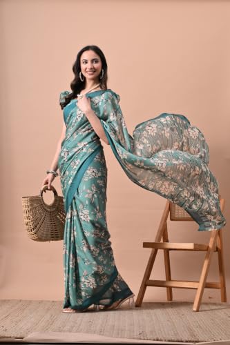 Image of MIRCHI FASHION Women Saree | Chiffon Chevron Zig Zag Printed Office Wear Sari with Blouse