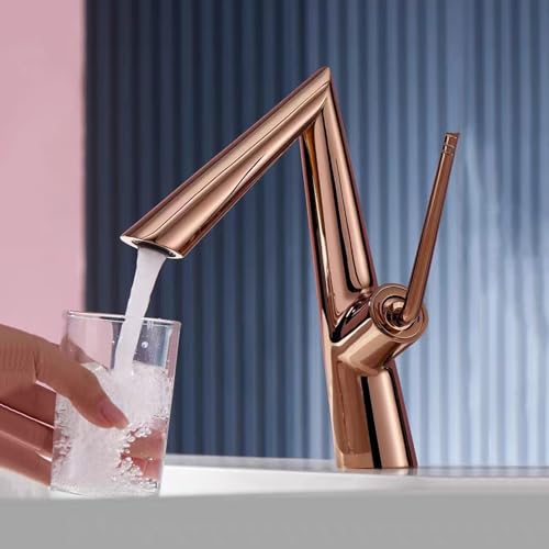 Mitigeur d'évier chaud froid en laiton G1/2 robinet de lavabo or rose