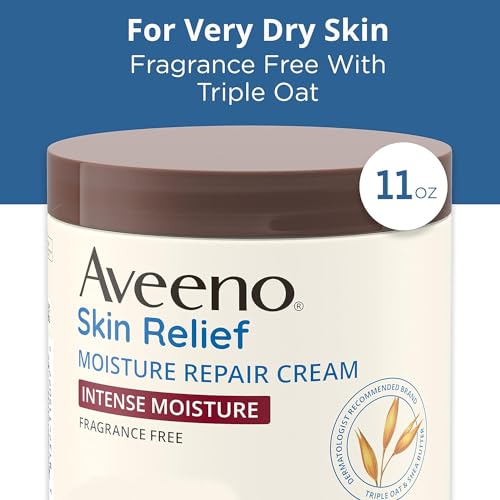Image of Aveeno Skin Relief Intense Moisture Repair Body Cream with Triple Oat & Shea Butter Formula, Helps Relieve & Restore Extra-Dry Skin with Long-Lasting Moisture, Fragrance-Free, 11 oz- Pack of 2