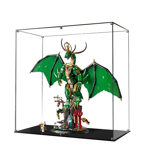 Vitrina acrílica para Lego 71847 Guardian Dragon Building Set, vitrina transparente, a prueba de polvo compatible con Lego 71847 (solo vitrina) (transparente 2 mm)