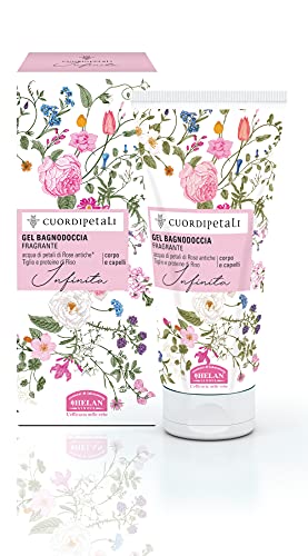 Helan, Cuor di Petali, Shampoo e Bagnoschiuma Naturale e Delicato per Corpo e Capelli, Docciaschiuma Gel Profumato con Petali di Rose, Tiglio e Proteine di Riso - Bagno Schiuma 200 ml - Made in Italy