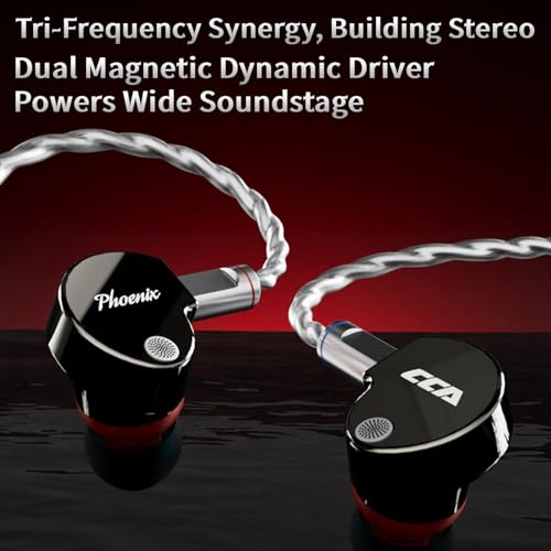 Image of CCA Phoenix in-Ear Monitor Headphones, Dual-Magnet Dynamic Driver IEM with HiFi Clear Sound & Deep Bass, Full-Metal Professional Gaming Earbuds for Musicians, Singers, and Audiophiles(3.5mm Plug)