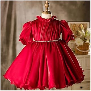 GPPZM Vestido Vermelho Vestido de Princesa Vestido de Menina Vestido de Xale Vestido de Noiva Vestido de Princesa Vestido de Festa Meninas (Cor: A, Tamanho: 12M)