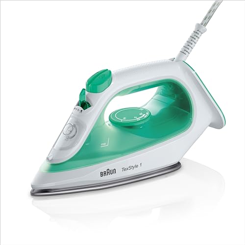 Braun TexStyle 1 SI 1040GR - Plancha de vapor con suela SuperCeramic (vapor vertical, 2000 W), color verde