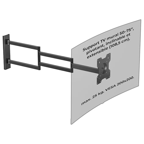 Support mural TV de 55 pouces à 75 pouces Axis XL 108,5 cm VESA 200x200 charge 25 kg