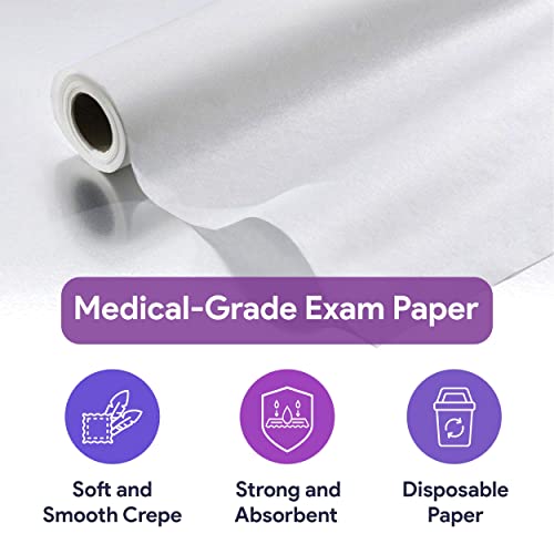 Exam Table Paper - High-Quality Disposable Exam Paper - Soft And Smooth Chiropractic Face Paper And Changing Table Paper - Strong And Absorbent Bed Paper Roll Medical - 2 18" X 260 Rolls #TOP1