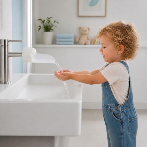 Image of Faucet Extender for Kitchen and Bathtub Sink, Universal Sink Handle Extenders, Fun Hand-Washing for Kids (White)