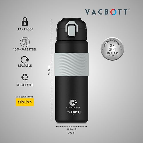 Image of Clay Craft Vacbott Vaccum Amber Double Walled 18 Hours Hot and 24 Hours| Cold Water Bottle Vacuum Insulated|Thermosteel| Flask Bottle 700 ml|Travelling|BPA-Free|BIS Certified|1Year Limited Warranty