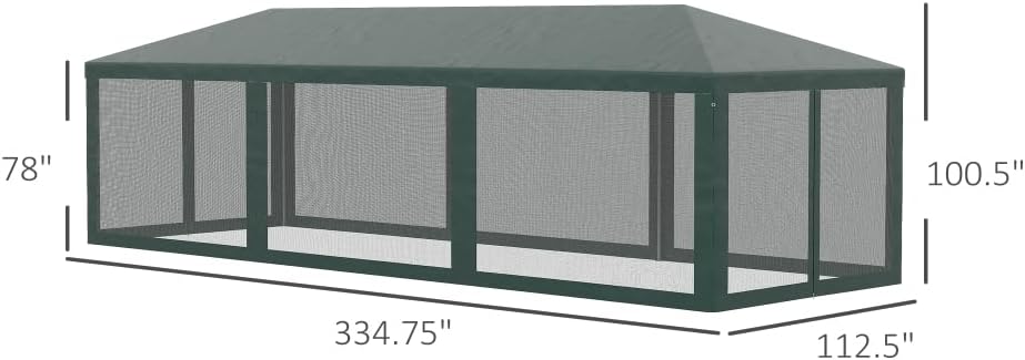 Large Outdoor Party Tent Canopy with Removable Mesh Walls and Zipper Doors for Events