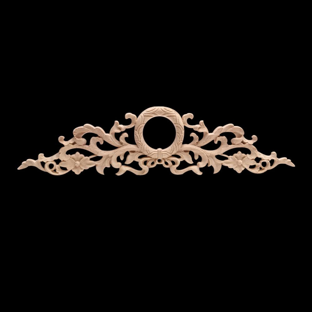 Applique en bois sculpté fleur pour décoration de porte et moulure murale C44