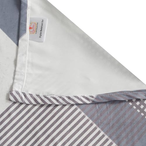 Image of Signature Digital Print Geometric Designs Super King Size Bedsheet - 108 x 108 inches | 100% Cotton-Feel Soft Fabric | Fade-Resistant Colors | 2 Matching Pillow Covers (Urban Harmony)