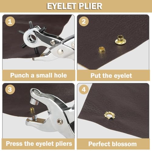 Image of Inditrust 3 in 1 Belt Hole Punch Plier Kit - Leather Hole Punch Tool with Eyelet & Snap Button Setting Pliers - Heavy Duty Hand Tool for Belts, Watch Bands, Leather Craft, Fabric, Paper & DIY