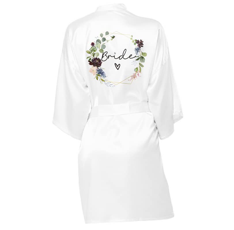 UpomFursKimono Bride Bridesmaid Short Satin Robes for Wedding Dressing Gown Party Sleepwear Loungewear