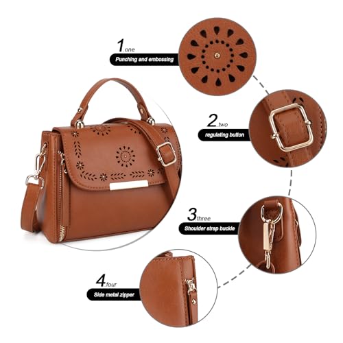 Gladdon Small Crossbody Purses for Women Trendy Shoulder Handbags with Floral Cutouts4