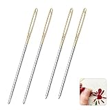 4 Pcs Aghi da Cucito con Cruna Larga, 7cm e 6cm Aghi da Rammendo in Acciaio Inox, Ago Senz...