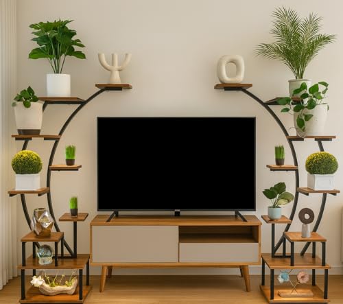 AngleCraft Plant Stand Multi-Tier, Pine Wood Waterproof Varnish with Four-Head