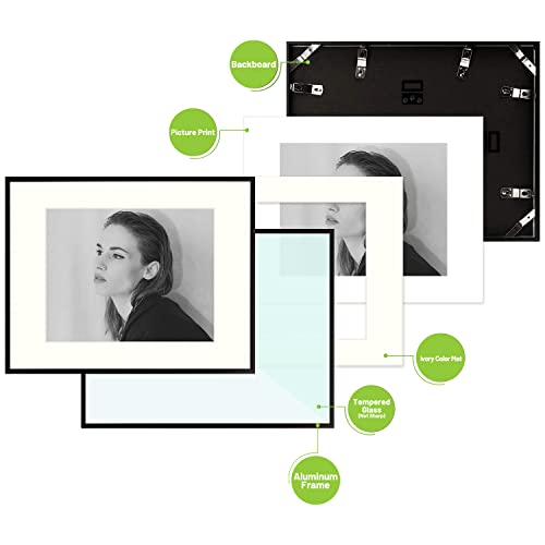Golden State Art, 11X14 Aluminum Photo Frame With Ivory Mat For 8X10 Pictures - Sawtooth Hangers, Spring Clips - Wall Mounting - Real Glass - Metal Frame (Black, 1-Pack) #TOP6