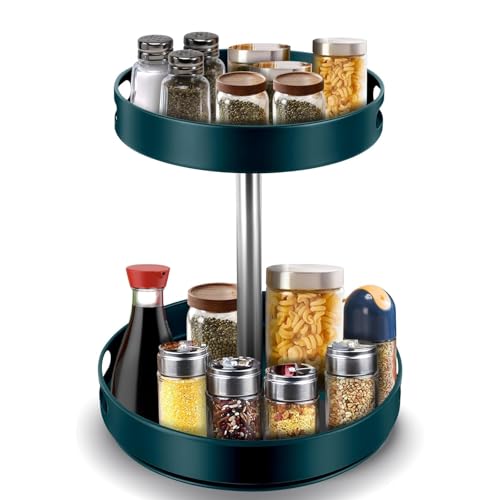 Einstellbarer drehbarer Metallregal-Organizer für Küchentisch, 360-Spin-Gewürz-Rack mit rutschfester Basis, platzsparende Lagerung für Speisekammer, Badezimmer, Büro, stilvolles Wohnkultur-Accessorium