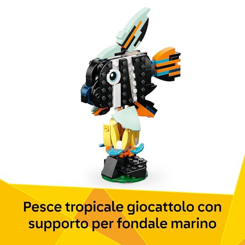 Creator 3 in 1 Animali Selvatici: Tucano Tropicale con Fiore - Animale Giocattolo Trasformabile in Farfalla o Pesce Tropicale - Regalo Creativo per Bambine e Bambini da 7 Anni in su - 31173 - Lego - Immagine 5