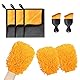Autopflege Set,7 Stück Autopflege Set mit 3 pcs Mikrofasertücher Auto,2Pcs Mikrofaser Waschhandschuh &2er Auto Innenreinigung Weiche Bürsten,600GSM Mikrofasertücher Autos,Poliertücher Trokentuch