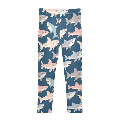 Colored Shark Girls Leggings Soft Stretch Workout Yoga Dance Pants for Kids Casual Tights2