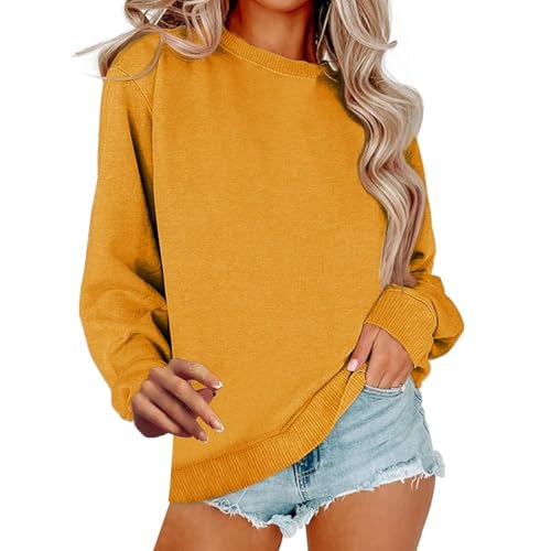 Image of Women Crew Neck Sweatshirts Fall Casual Oversized Sweat Shirts Long Sleeve Cute Preppy Sweatshirt Comfort Pullover