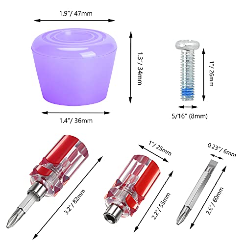 Tobwolf 1 Pair Quad Skate Toe Plugs With Bolts & Screw Driver, Durable 82A Roller Skate Toe Stoppers, Double-Row Roller Skating Toe Stops Brake Jam - Violet #TOP6