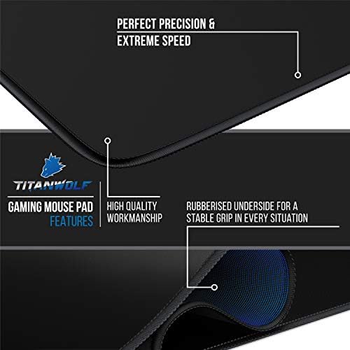 TITANWOLF XXL Speed Gaming Mouse Pad - Mouse Mat 900 x 400mm - XXL mousepad - table mat large size - improved precision and speed - rubber base for stable grip on smooth surfaces - non-slip