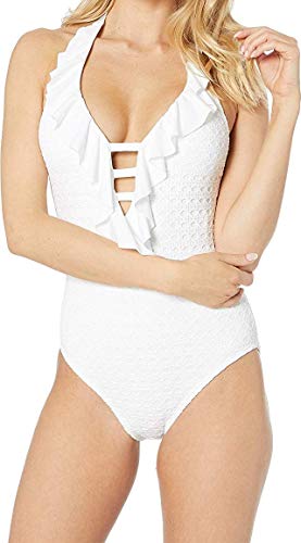 Lilly Pulitzer Nevis Halter One-Piece Resort White Crochet Swim Fabric 8