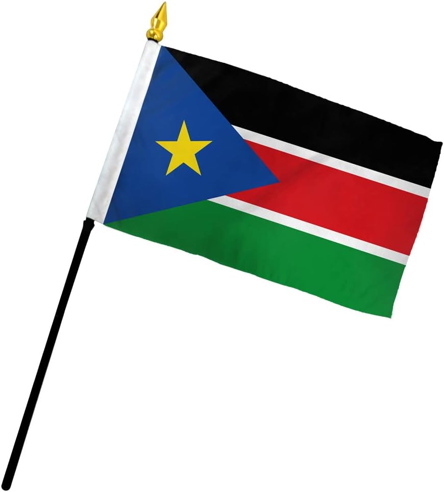 South Sudan 4x6in Stick Flag - 1 dozen pack