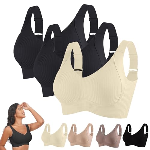 Plus Size Push Up Bras for Women 2/3 Pack Seamless Wireless Supportive Bra Soft Comfort Full Coverage No Underwire Bralettes2