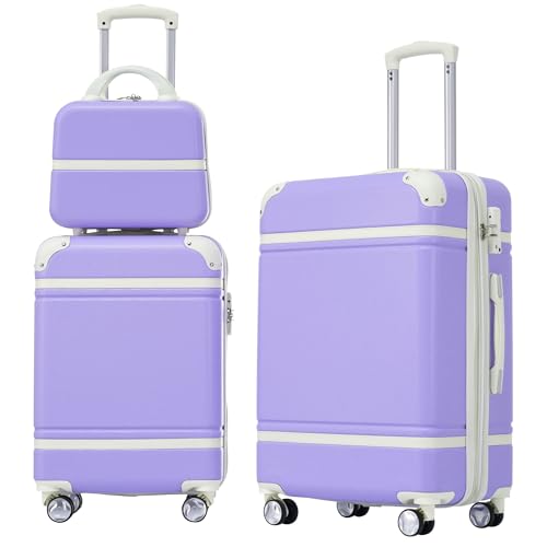 3 Piece Luggage Sets, Purple, One Size