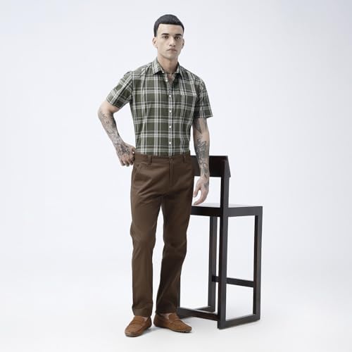 Image of BASICS Premium Cotton Stretch Formal Trousers for Men | Office Pants