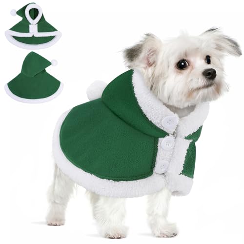 Capa Navideña para Perro AOFITEE con Gorro Verde