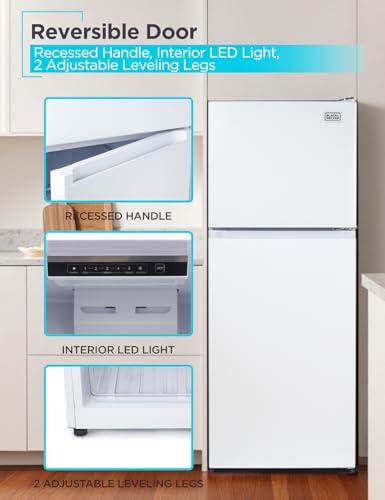 Image of BLACK+DECKER 10.5 Cu. Ft. Top Mount Refrigerator, BR1000XW, White | 2 Door Refrigerator with Top Freezer and Electronic Temperature Control, Frost Free, R600a Refrigerant, Energy Star