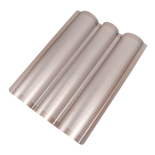 HOLIDYOYO 1Pc Non Stick French Bread Baking Mold Slot Baking Pan for Household Use Golden Finish for Making Baguettes and Loaves Baking Supply for Home Bakers