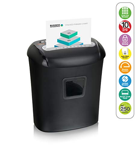 Image of Peach Document Shredder Cross Cut - 10 Sheets - 21 Litres - Particles 5 x 16 mm (P-4) - GDPR Compliant - PS500-40A