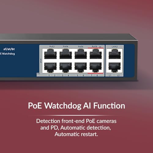 Add CP PLUS 8 Port PoE + 2 Uplink Port CP-ANW-HPU8H2-N12 PoE Switch - Image 4