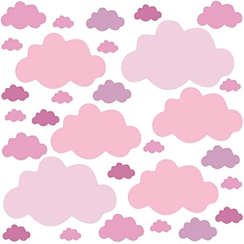 PREMYO Pegatinas Pared Infantil - 30 Nubes Rosa Pastel Cover