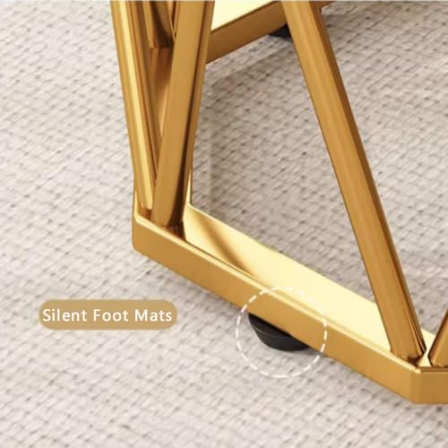 Taburete de tocador redondo de terciopelo con patas de metal para dormitorio 5