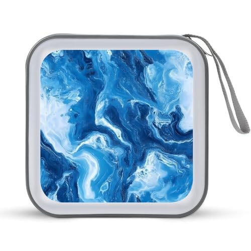 Abstract Blue Marble Tie-dye CD Case Portable DVD Holder Storage Organizer for Home Travel