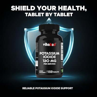 Vitabod Potassium Iodide Dietary Supplement 130 mg per Serving - 150 Tablets (1 Bottle) - Exp 05/2030