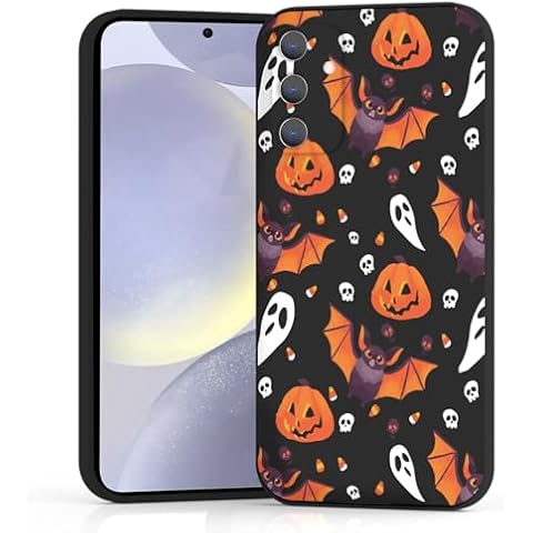 BEIMEITU for Samsung Galaxy S24 Halloween Case Pumpkin Bats, Cute Design Kids Women Girls Black Case Shockproof Soft Skull Nuts Mobile Phone Cover for Samsung Galaxy S24 Cover