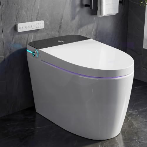 Image of Smart Toilet with Auto Open /Close, Bidet Function, Heated Seat & Dryer, One Piece Elongated Modern Toilet with Foam Shield Technology, Heated Seat, Night Light,Tankless Toilets for Bathrooms