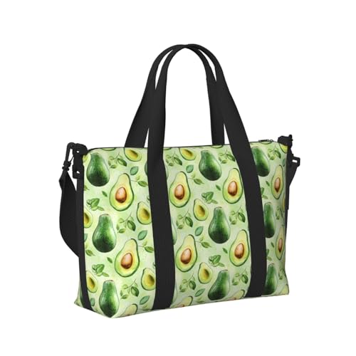 Laptop Tote Bag for Women Work - Green Avocado Print Weekender Overnight Bags for Women Travel, Gym Duffle Bag for Men, Personal Item Crossbody Travel Bags for Men Carry On