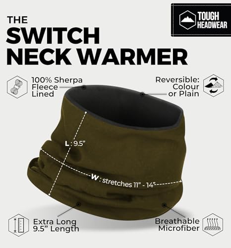 Image of Tough Headwear Swtich Winter Neck Gaiters For Men & Women, Fleece Neck Gaiter, Fleece Neck Warmer, Ski Gaiter - Reversible