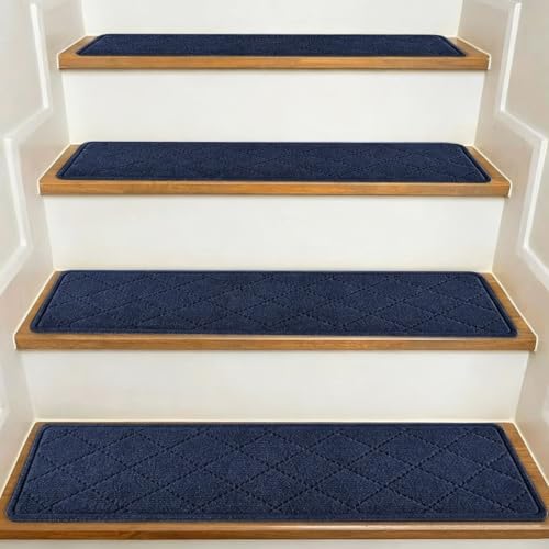 Hoowarm Tappeto per Scale Rettangolare, Antiscivolo Interne Tappetini per Gradini Autoadesivi Lavabili 70x26cm Legno Tapis D'Escalier per Casa, Camera e Ingresso, Condominio,Camper(A6,8pcs :76x20cm)